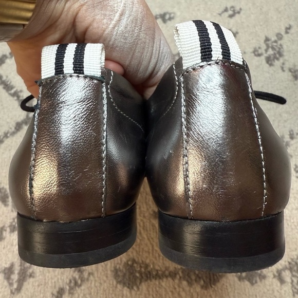 RAG & BONE Audrey Pewter Metallic Silver Preppy Lace Up Oxfords - Picture 7 of 12